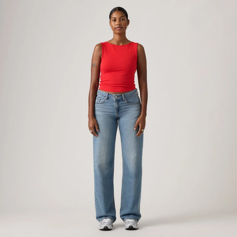 Low Loose Jeans in Good Grades Tencel, Medium Wash