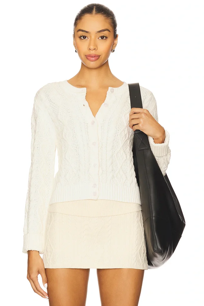 Forest Cotton Chloe Cable Knit Cardigan