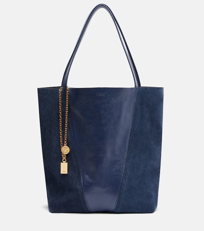 Spin leather and suede tote bag