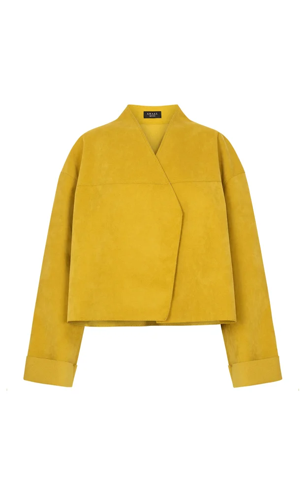 Power Shoulder Faux Suede Jacket