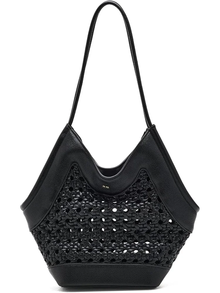 Maribel Woven Panel Tote Bag