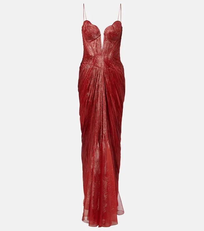 Cecilia draped silk muslin bustier gown