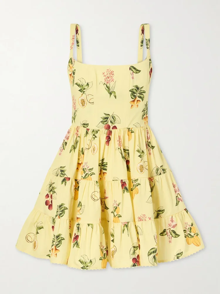 Granadilla tiered floral-print cotton-poplin mini dress
