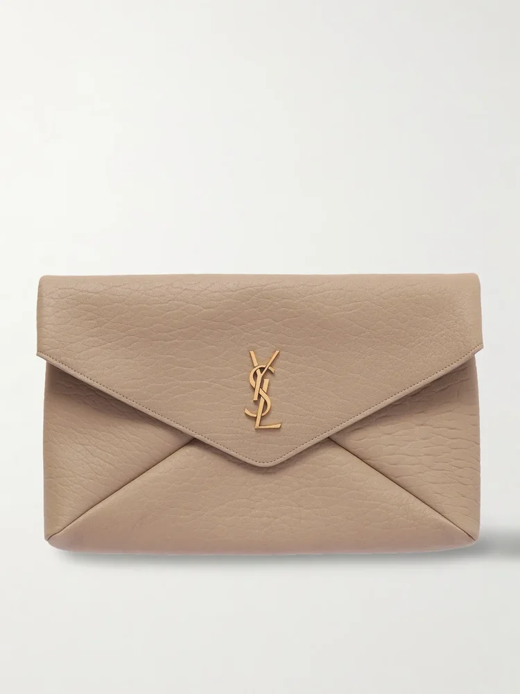 Cassandre large textured-leather clutch