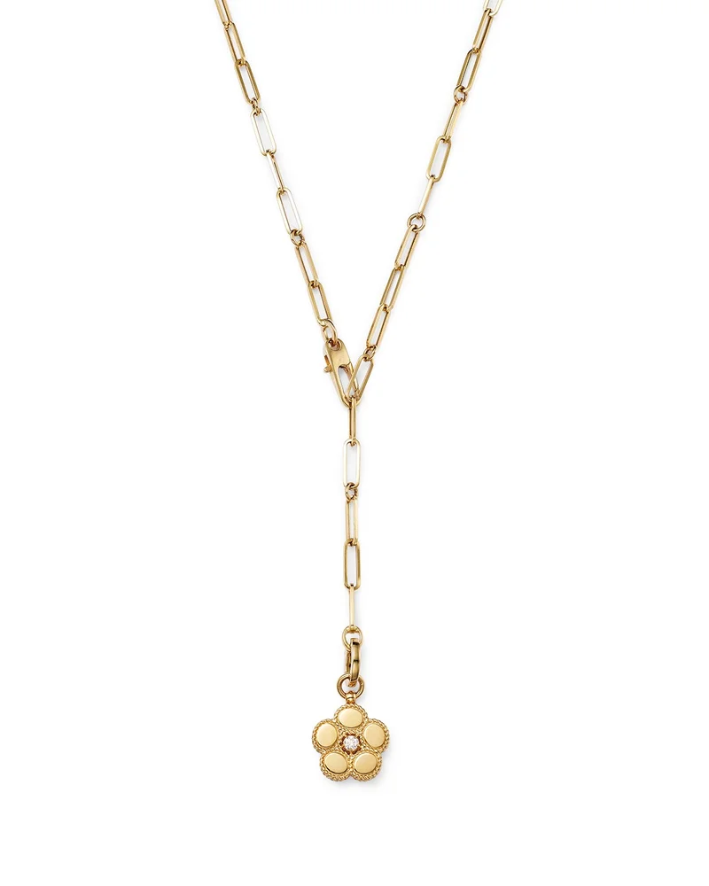 18K Yellow Gold Daisy Diamond Pendant Necklace, 15"