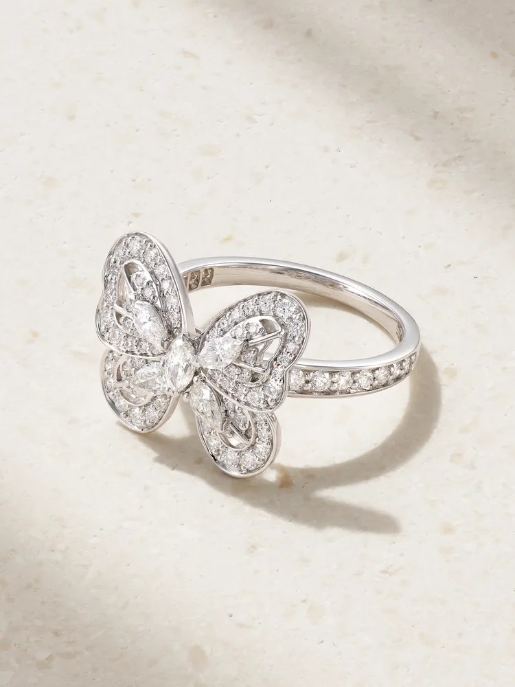 Portraits of Nature Butterfly 18-karat white gold diamond ring