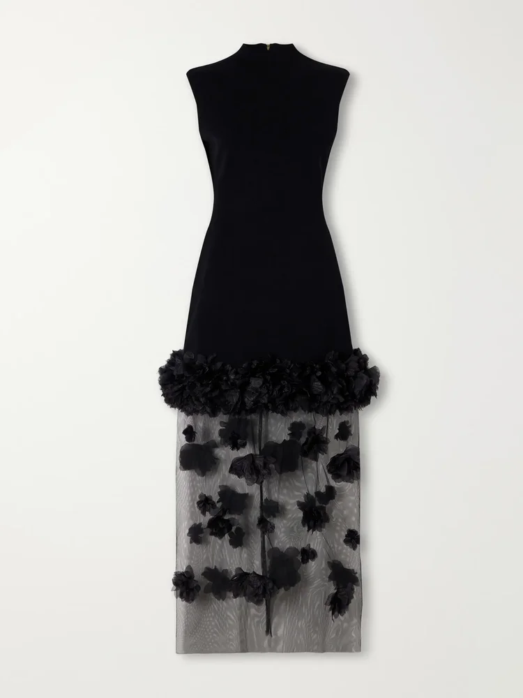 net-a-porter.com Fleura floral-trimmed knit midi dress