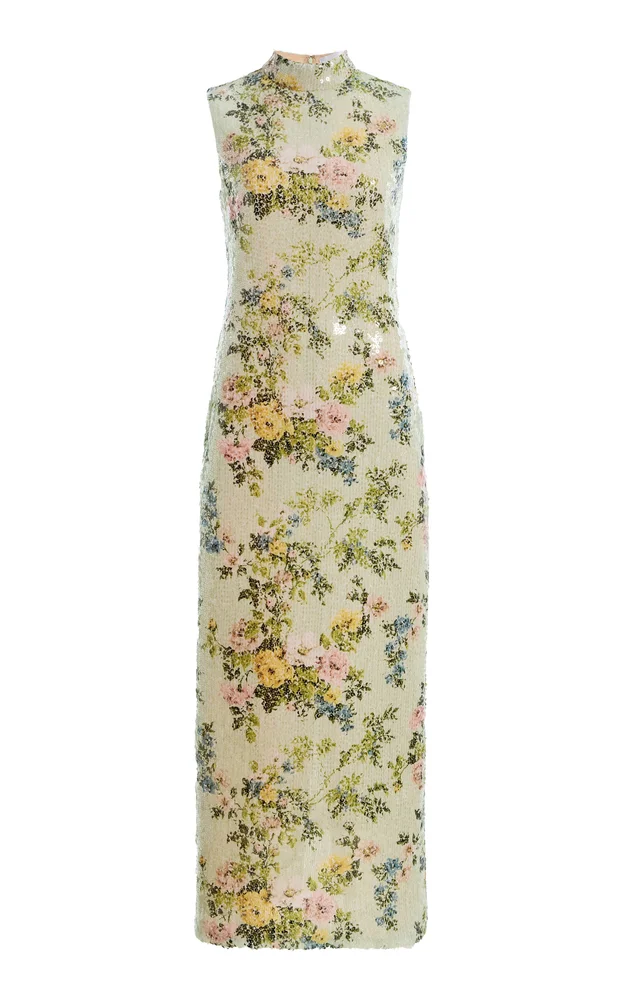 Exclusive Sequined Floral Midi Dress