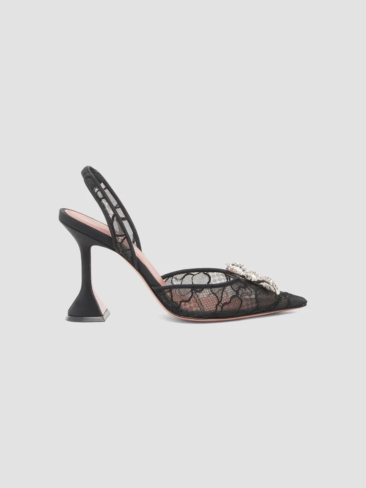Rosie 95MM Embellished Lace Slingback Pumps