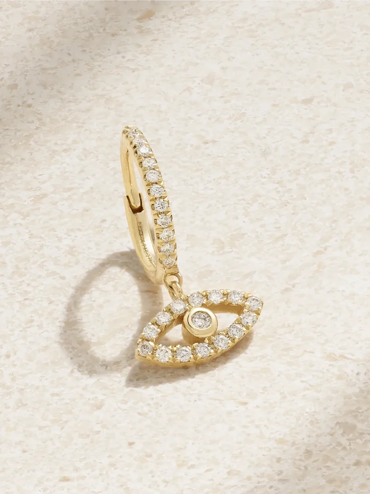 Eye 18-karat gold diamond single hoop earring