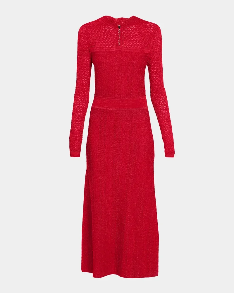 The Remi Shimmer Pointelle-Knit Midi Dress