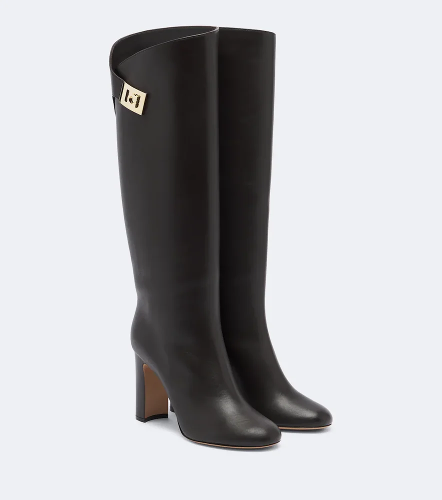 Leather knee-high boots