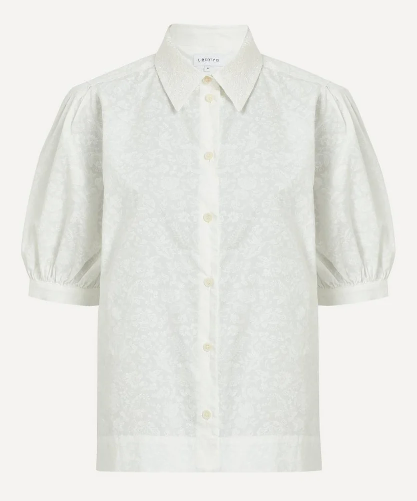 Victoria’s Lace Embroidered Puff-Sleeve Shirt