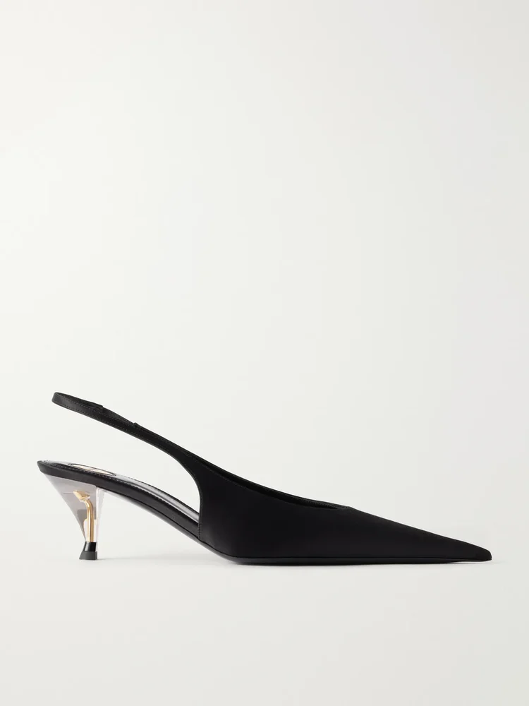 Fanny 55 crepe-satin slingback pumps