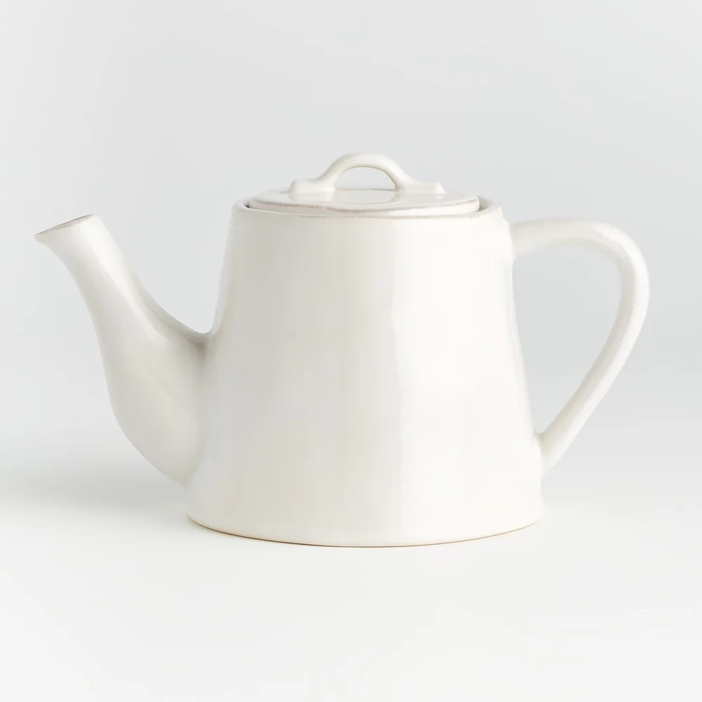 White Stoneware Teapot
