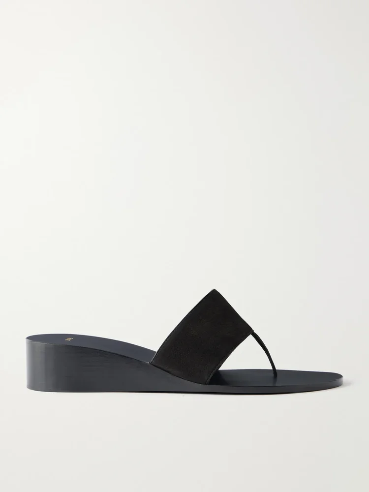 Lucille nubuck wedge thong sandals