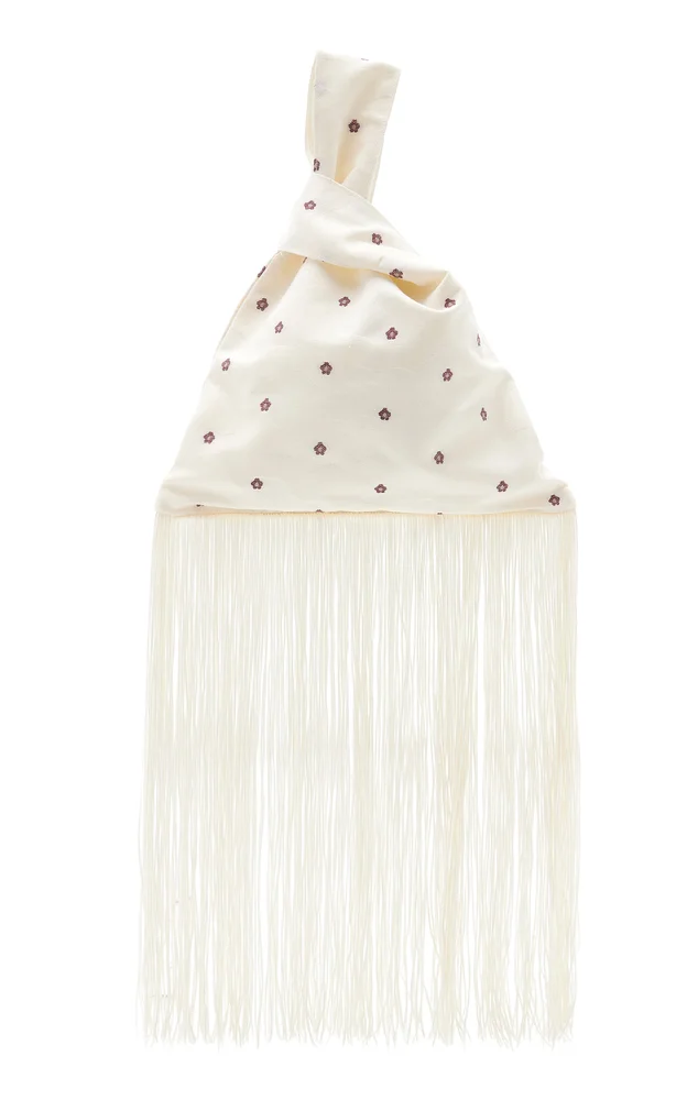 The Rose Bud Embroidered Moire Knot Bag