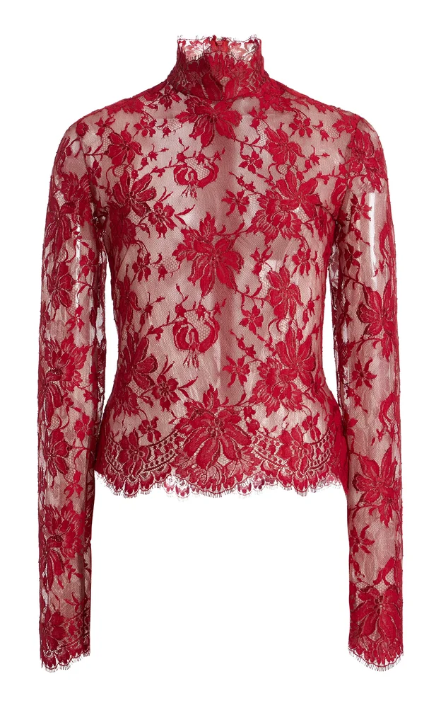 Paulina High Collar Lace Top
