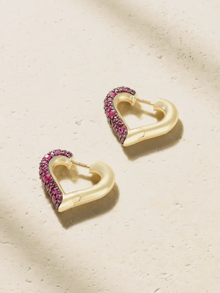 Baby Chubby Love 14-karat gold ruby earrings