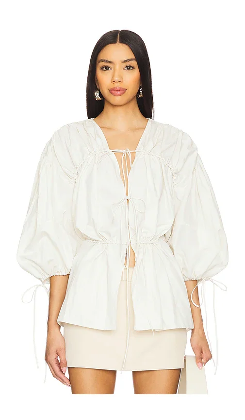 Wrinkled Laces Ruched Blouse