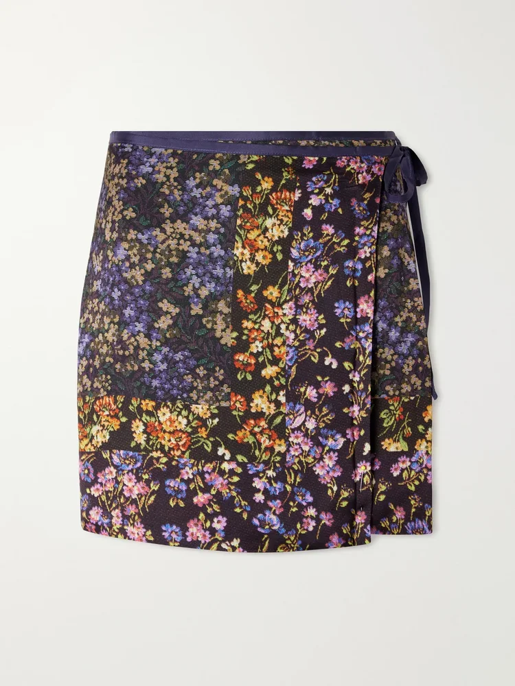 floral print satin mini skirt