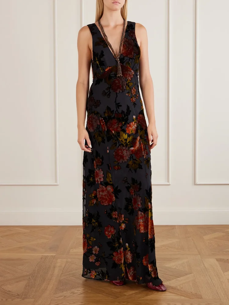Velvet devoré maxi dress
