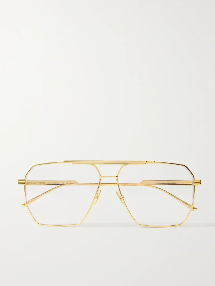 Oversized aviator-style gold-tone optical glasses