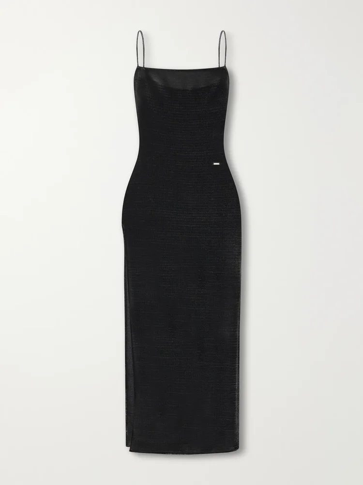 Lamé-jersey midi dress
