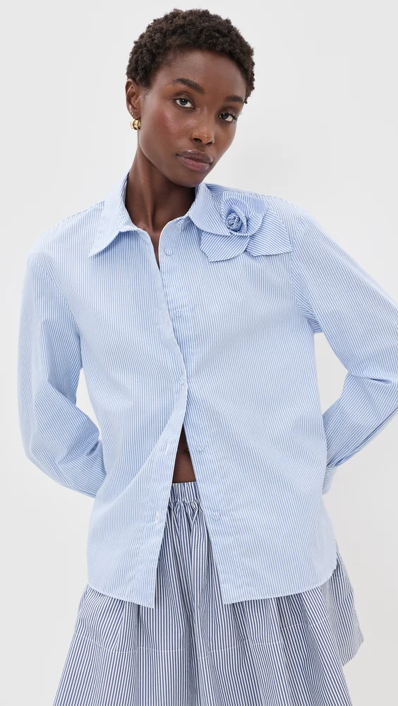 Poplin Rose Button Down Shirt