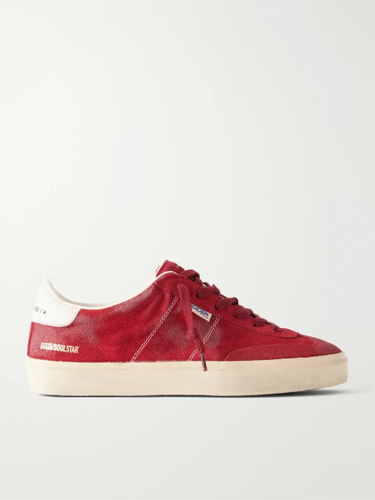Soul-Star leather-trimmed suede sneakers