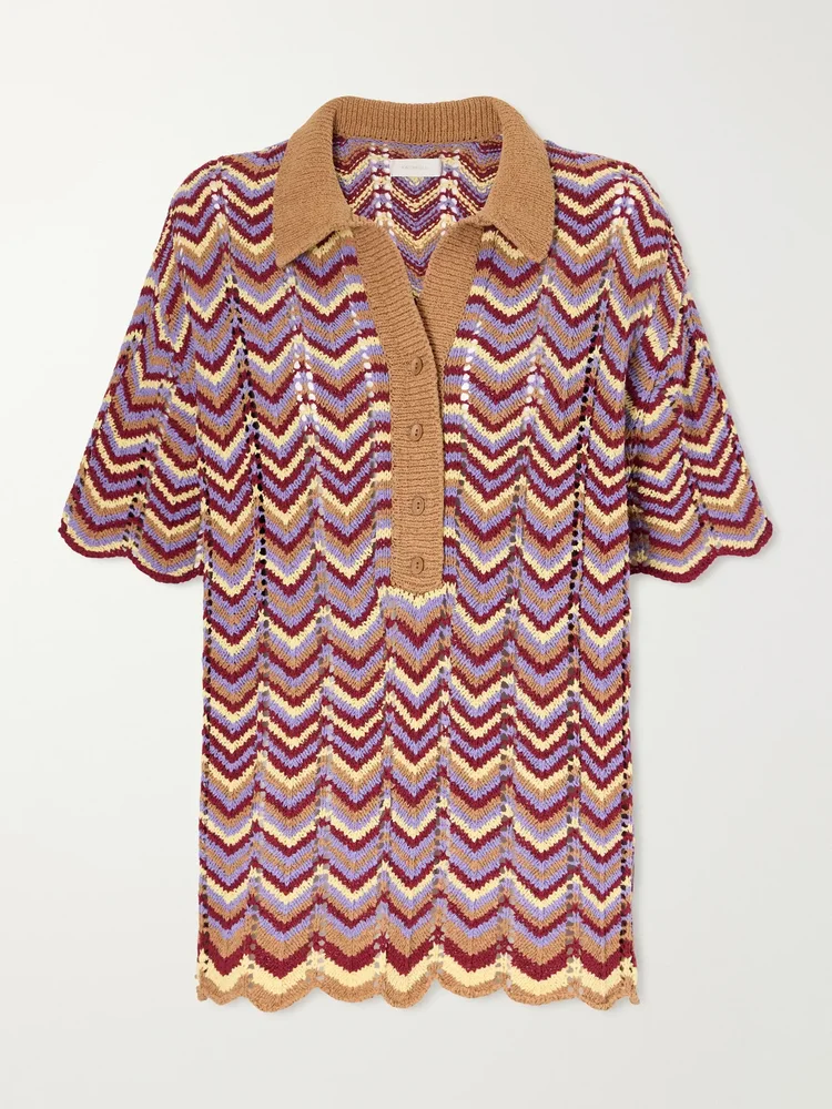luis striped cotton blend knitted polo