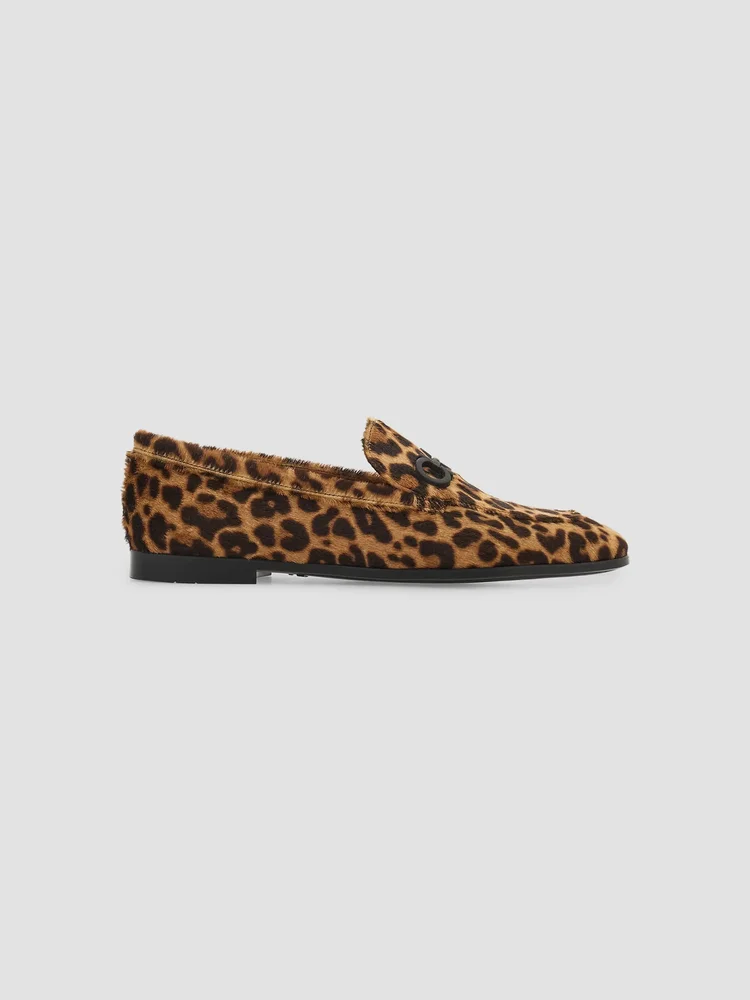 Soldy Leopard-Print Calf Hair Leather Loafers