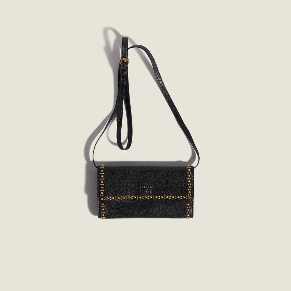 Leather wallet with shoulder strap
