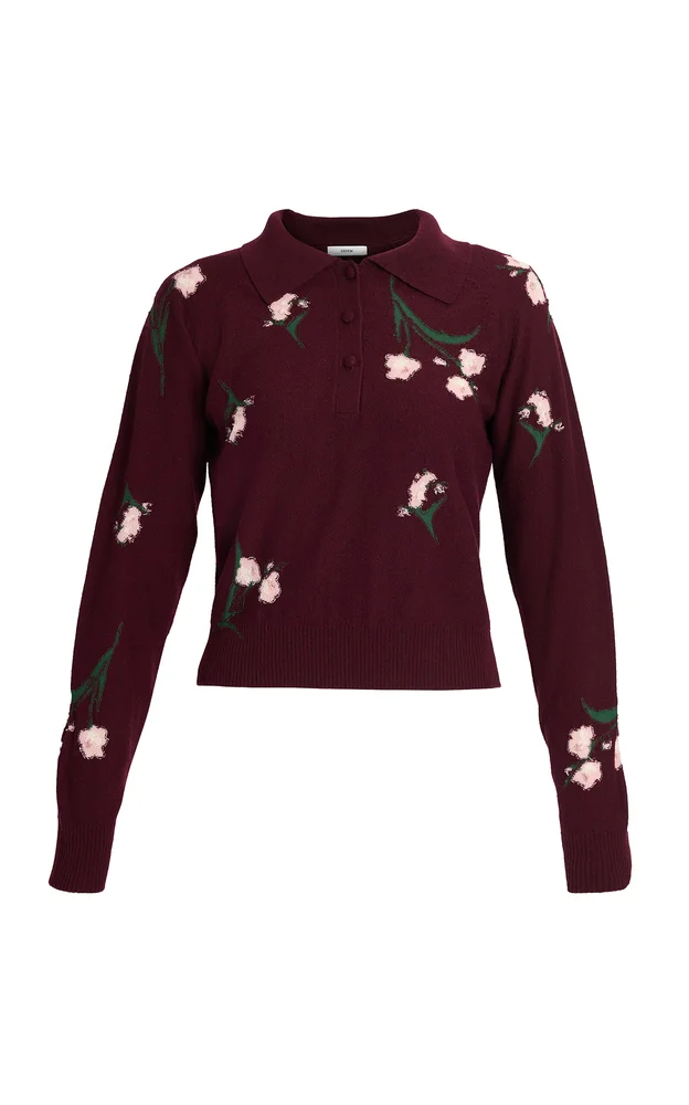 Merino Floral-Knit Wool-Blend Sweater