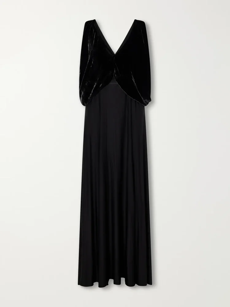 Laila draped velvet and twill gown
