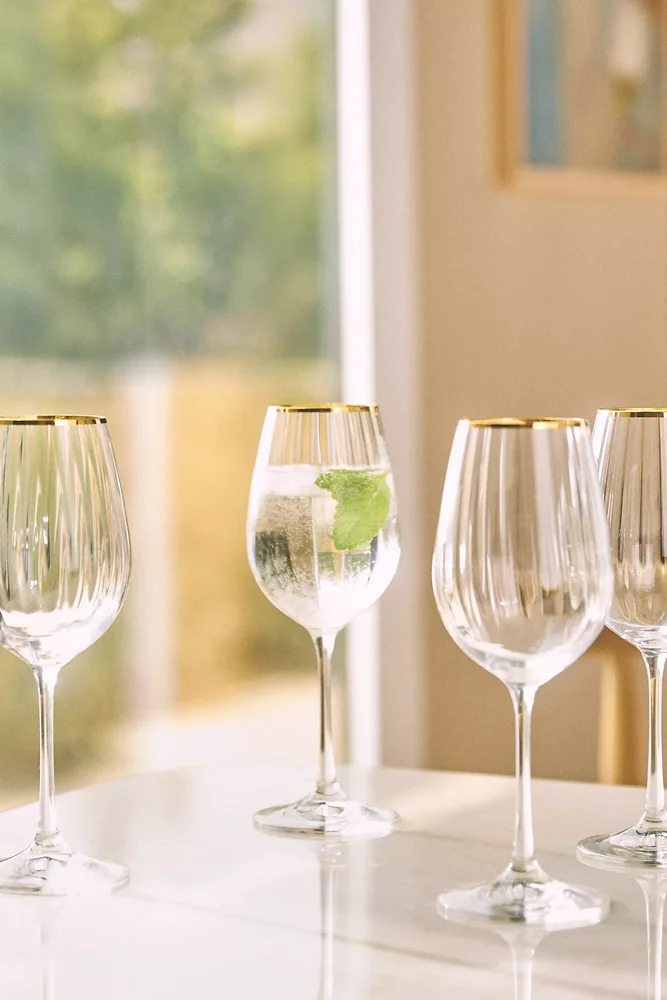 Waterfall 24k Gold Accent Wine Glasses, Set of 4
