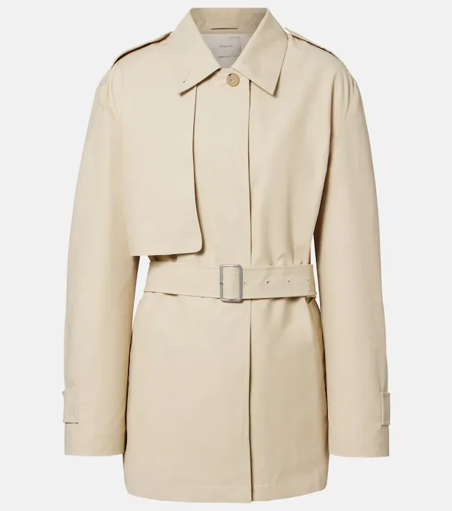 Cotton-blend cropped trench coat