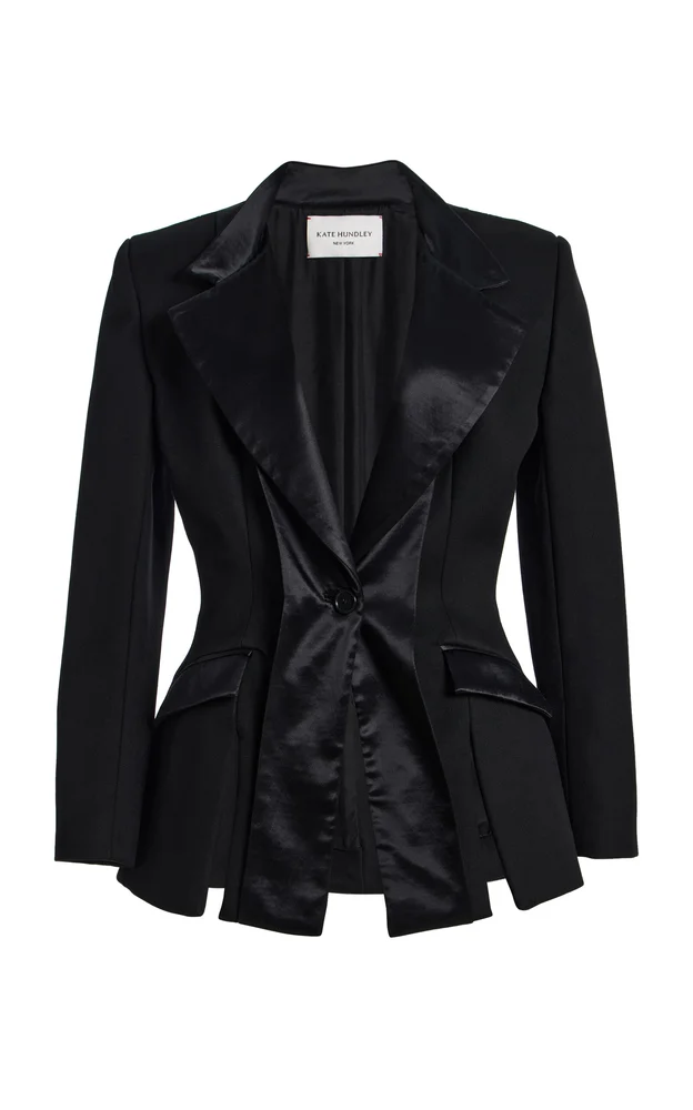 Exclusive Hourglass Split Wool-Silk Tuxedo Jacket