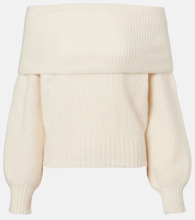 Off-shoulder cashmere and silk sweater