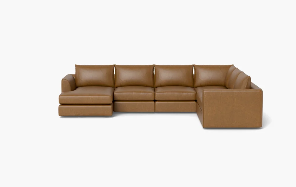 Beckham Leather · Leather Modular 5-Seat Corner Left Chaise Sectional