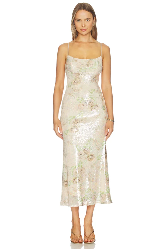Adoni Sequin Mesh Midi Dress