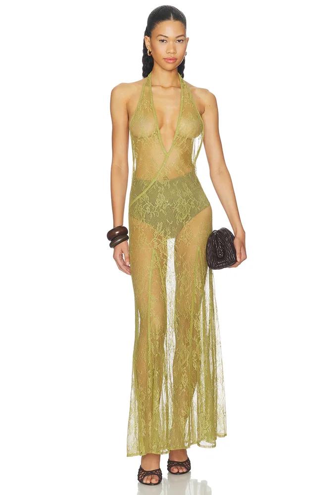 Lace Bare-back Maxi Dress