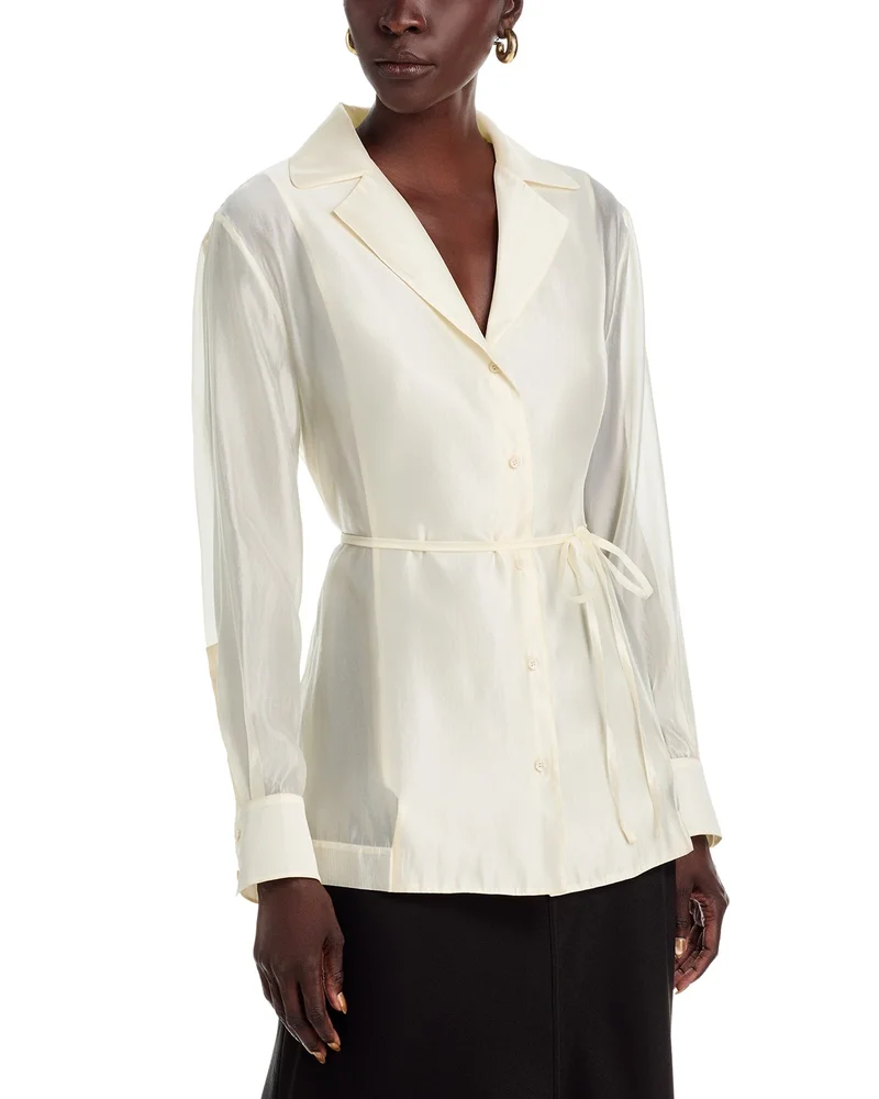 Ines Notch Lapel Drawstring Top