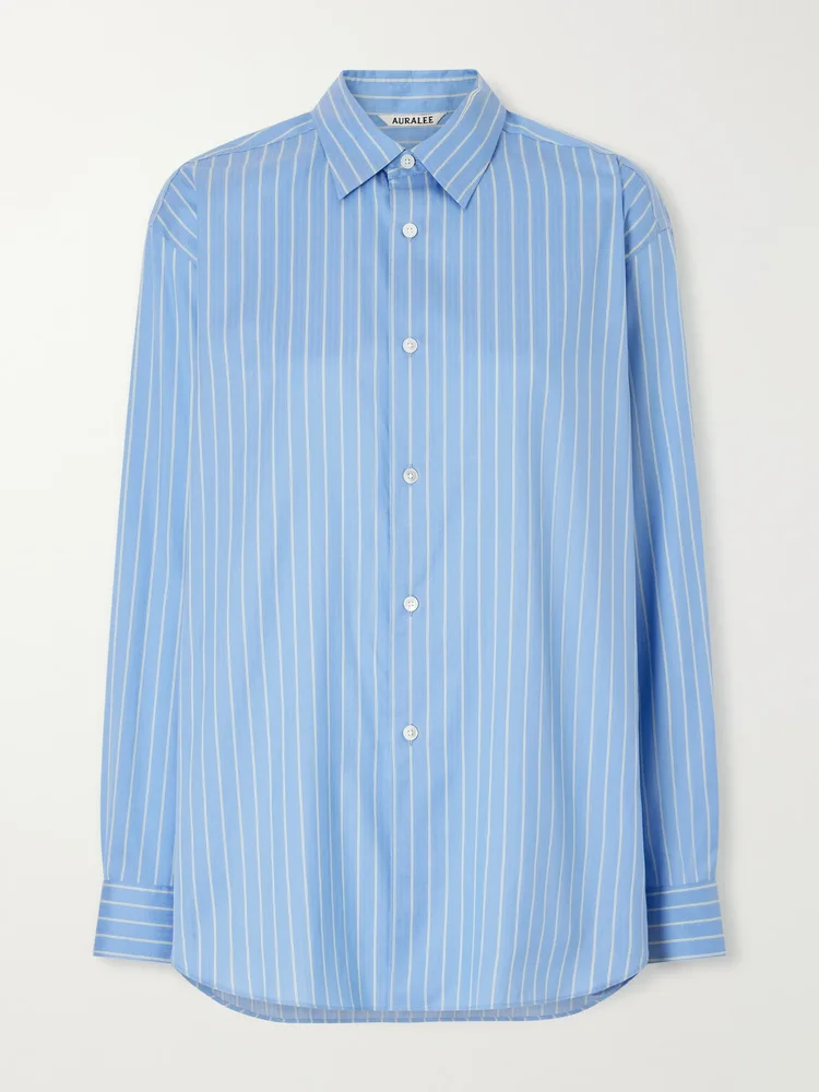 Striped cotton and silk-blend shirt