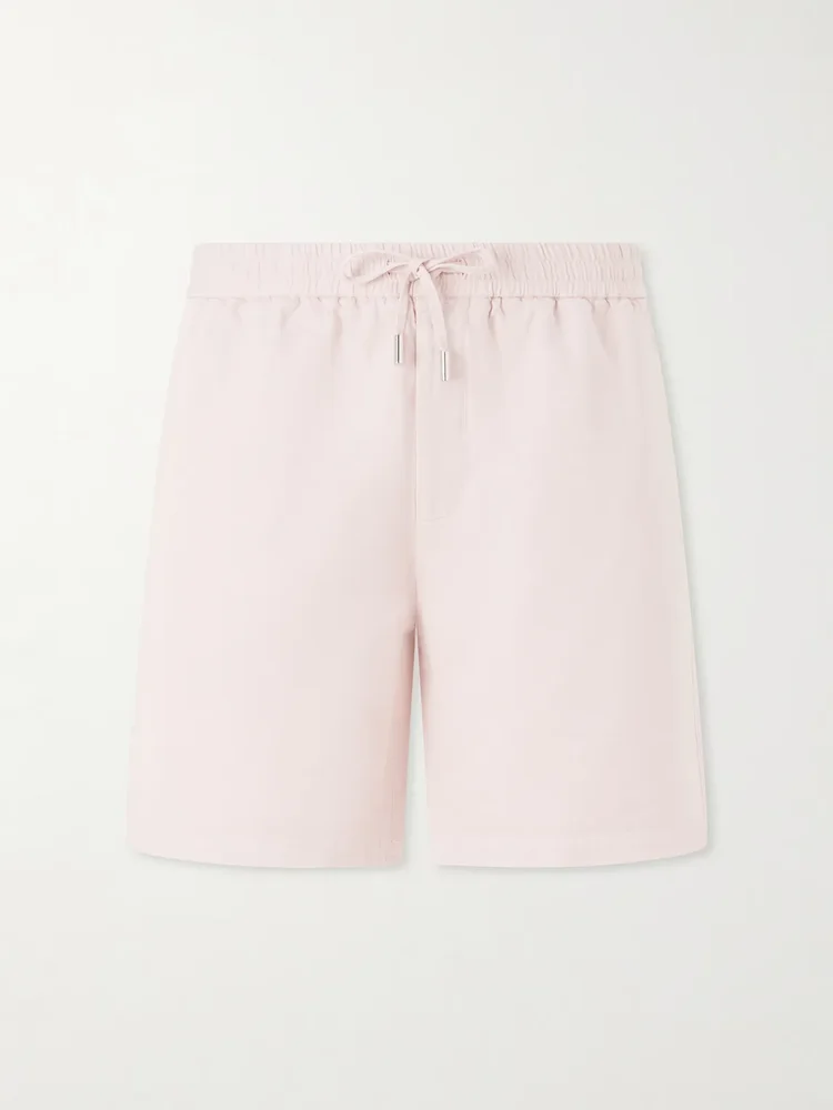 Straight-Leg Cotton and Linen-Blend Twill Drawstring Shorts