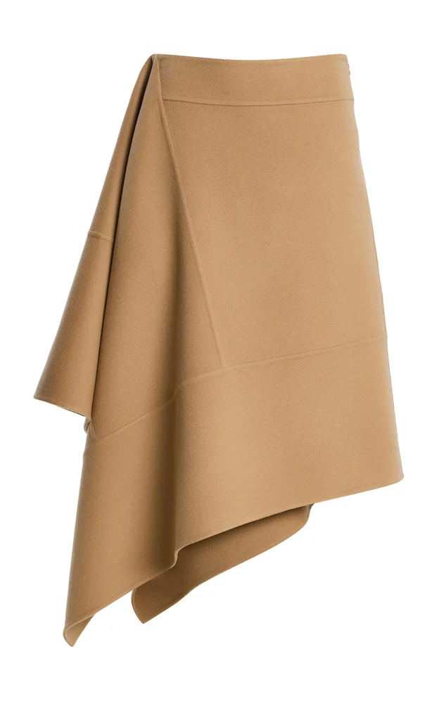 Asymmetric Virgin-Wool Midi Skirt