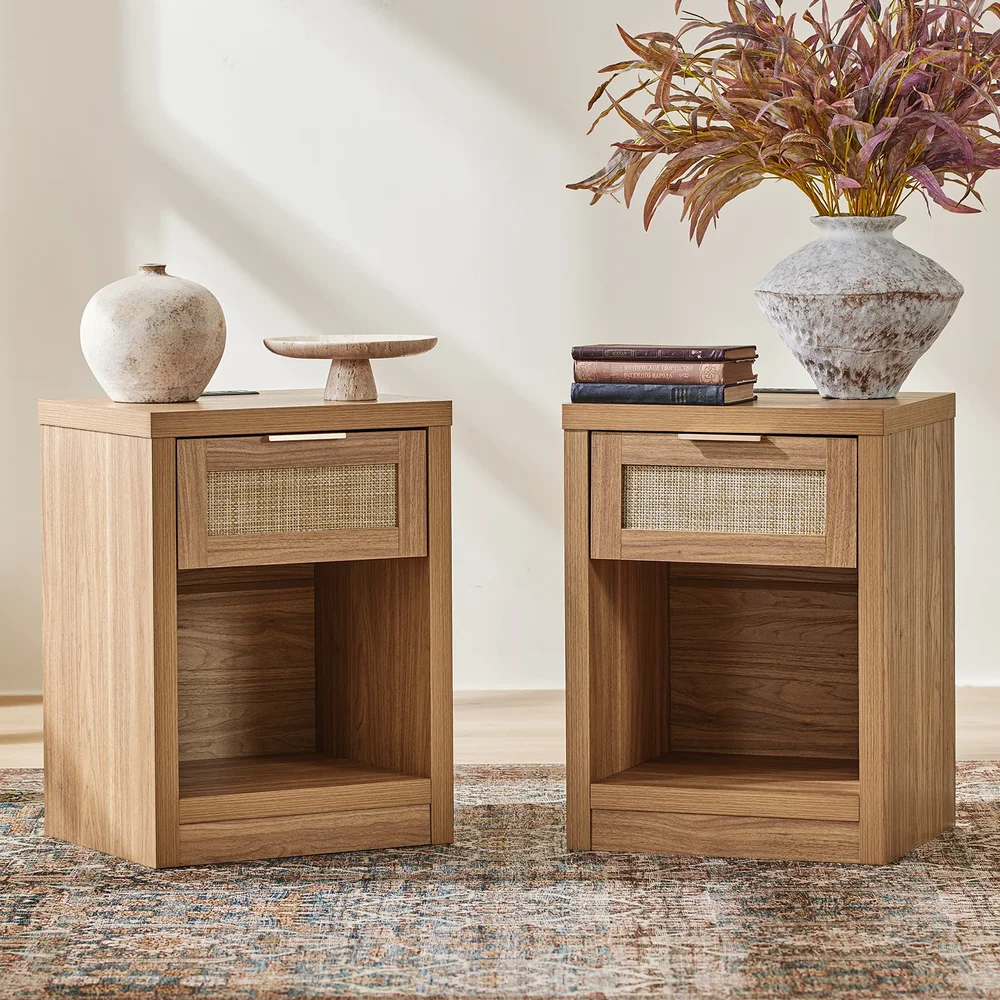 Arianna 25" H 1-Drawer Manufactured Wood Nightstand with Built-In Outlets
