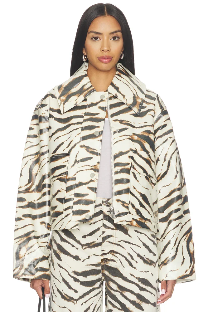 Printed Laminated Cotton Canvas Barn Jacket