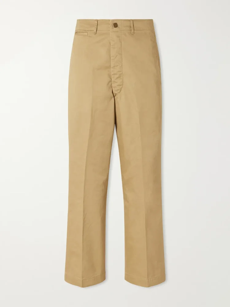 Straight-Leg Cotton-Twill Trousers