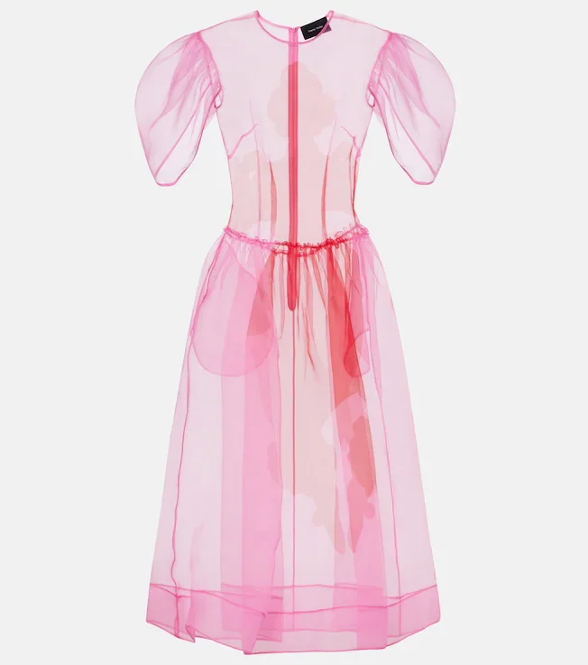 Printed organza midi dress